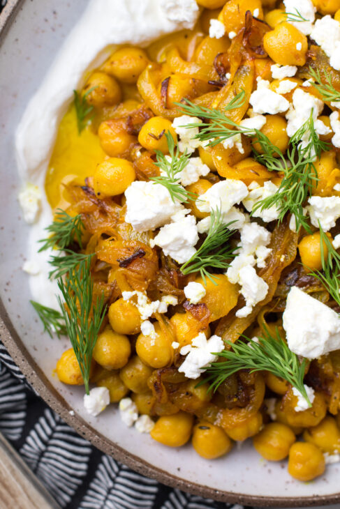 Quick Turmeric Chickpeas with Labne and Feta