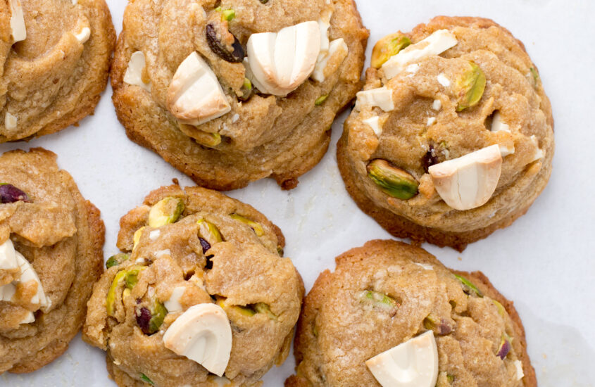 Brown Butter White Chocolate Pistachio Cookies