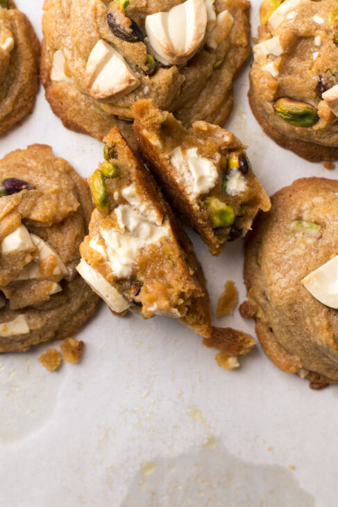 Brown Butter White Chocolate Pistachio Cookies